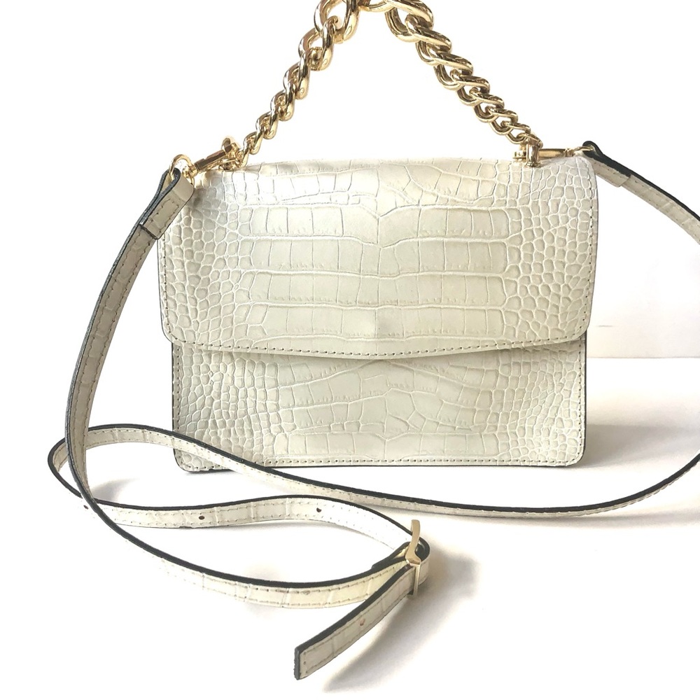 House Of Harlow 1960 Croco Embossed Leather Structured Crossbody/Shoulder Bag